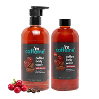 mCaffeine Super Saver Body Wash Combo with Berries | De-Tan & Deep Cleanse Shower Gel for Women and Men | Enriched With Vitamin C | For All Skin Types | Saver Pack with Refill Unit (800 ml)
