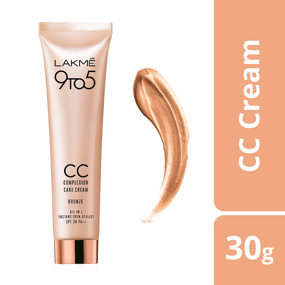 Lakmé Sun Expert Tinted Sunscreen 50 Spf, 100 G & 9 To 5 Cc Cream, 03 - Bronze, Light Face Makeup With Natural Coverage, Spf 30 - Conceal Dark Spots, 30 G - All Skin Type