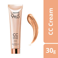 Lakmé Sun Expert Tinted Sunscreen 50 Spf, 100 G & 9 To 5 Cc Cream, 03 - Bronze, Light Face Makeup With Natural Coverage, Spf 30 - Conceal Dark Spots, 30 G - All Skin Type