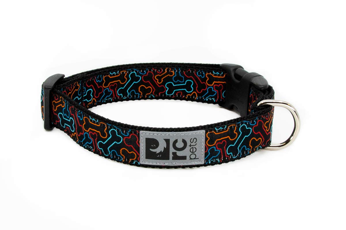 RC Pets 5/8 Inch Adjustable Dog Clip Collar, X-Small, Bones X-Small - 0.6" Width