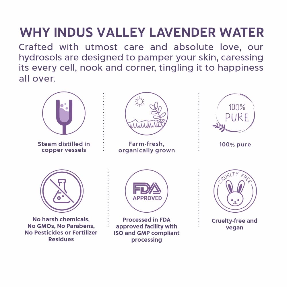 INDUS VALLEY Natural Lavender Water Facial Toner - Chemical Free - 250 ml