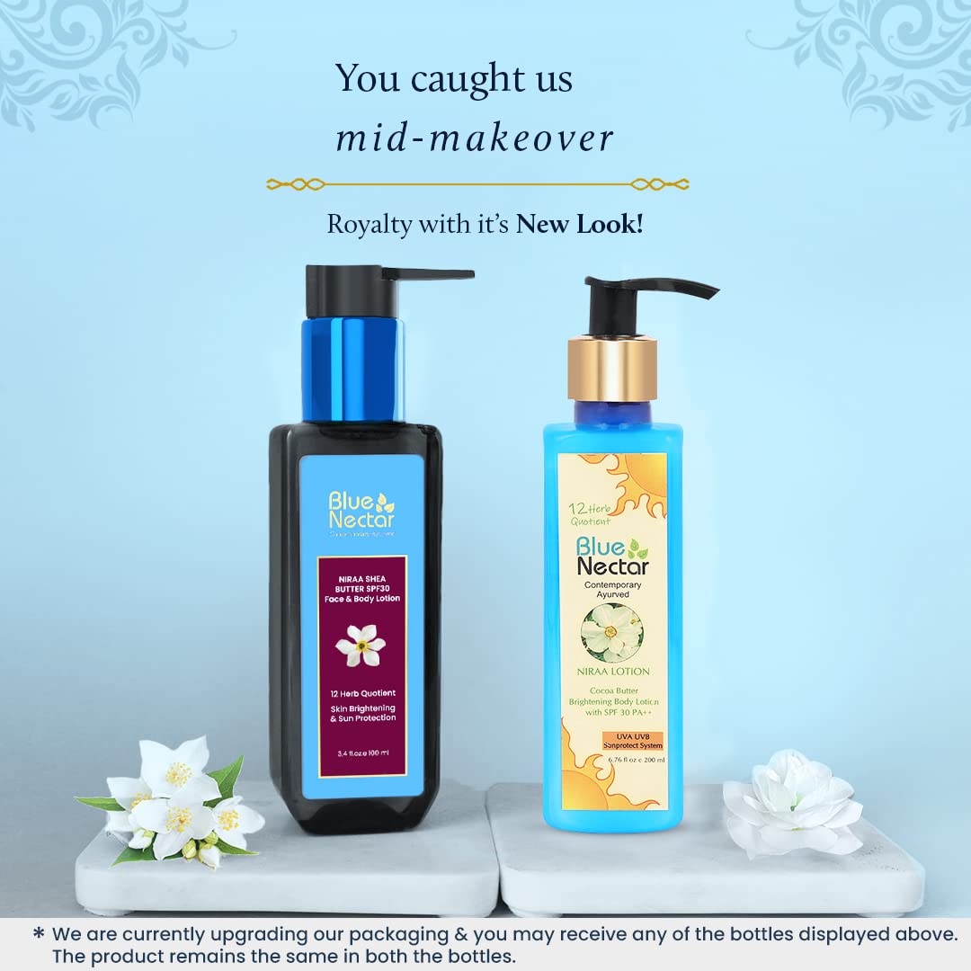 Blue Nectar SPF 30 PA++ Body Lotion with Body Butter for Women & Men | Plant Based Sunscreen Body Lotion for Women for UVA/B Sunlight Protection for Glowing Skin (100ml)