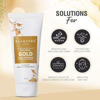 Glamveda Pure Glow Gold Peel Off Mask Enriched With Orange Peel | Anti-ageing & Deep Pore Cleansing | All Skin Types | 60g Pack of 1