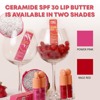 Peach and Musk SPF 30 Ceramide Lip Butter Balm, for Dry Lips with Tripeptide & Squalane, 3D Pillow Effect, Brightens & Hydrates Lips, Tinted Lip Balm - Power Pink (5ml)