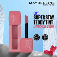 Maybelline New York Super Stay Teddy Tint - Lip and Cheek Color, Knee High, 5ml | Teddy Soft Matte up to 12Hr | Multi Use | Comfortable Long wear formula |Buildable |Natural flushed look in one swipe