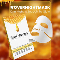 Bee & Beauty Bio Collagen Overnight Mask Pack of 4 | Korean Face Mask For Glass Skin | Sheet Mask For Deep Hydration, Pore minizmizing With Goodness Of Honey