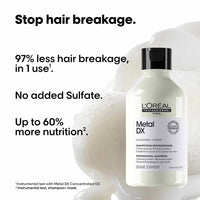 L’Oréal Professionnel Metal DX Anti-Metal Sulfate-Free Cleansing Cream Shampoo - 300ml | Professional Shampoo for Less Breakage, Get Strong & Shiny Hair | With Glicoamine | For Men & Women