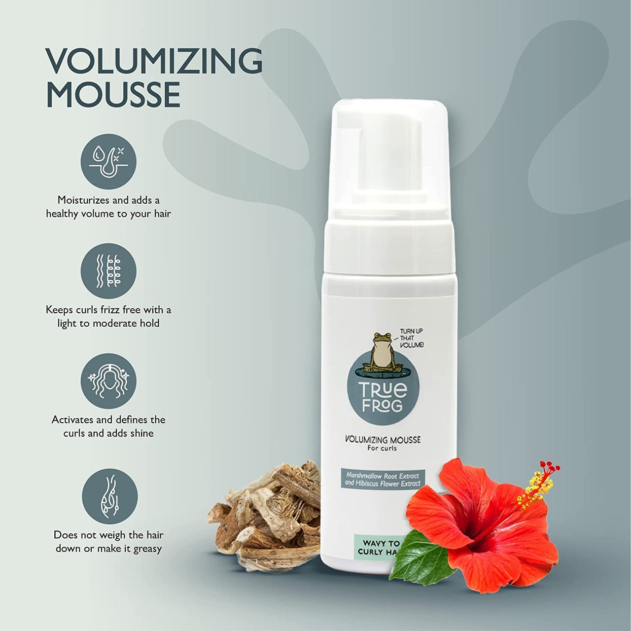 TRue FRoG Leave-in Conditioner - 200g and Volumizing Hair Mousse- 150ml For Moisturization and Definition, with Boabab Oil and Hibiscus Extract For Curly and Wavy Hair (Combo Pack of 2)