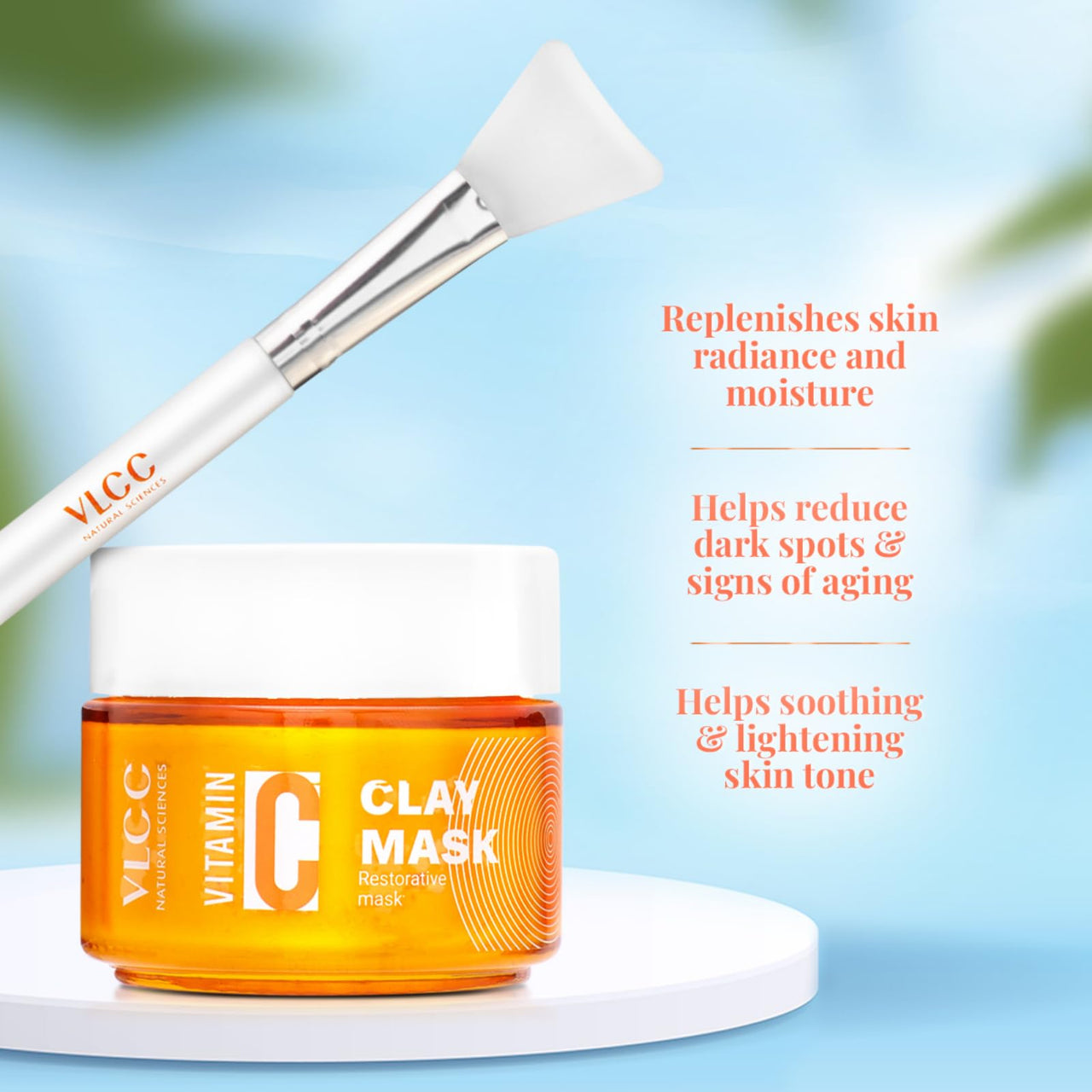 VLCC Vitamin C Clay Mask - 100g | Restorative Clay Mask with Vitamin C & Hyaluronic Acid | Replenishes Skin, Calms Inflammation & Evens Skin Tone | Brightening & Soothing Clay Mask.