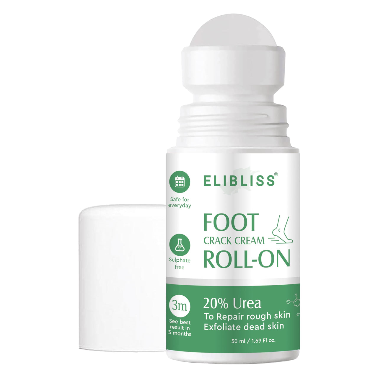 ELIBLISS 20% Urea Foot Crack Cream Roll-On for Restores Smooth Heels, Exfoliating & Repairing | Safe for Everyday Use 50ml Pack of