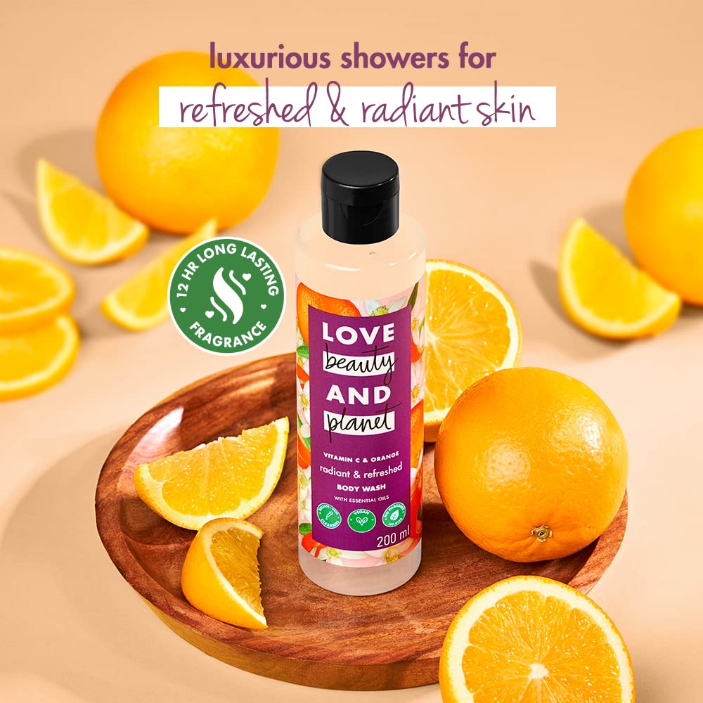 Love Beauty & Planet Vitamin C & Orange Body Refreshing Body Wash|Natural Shower Gel for Glowing Skin,200ml