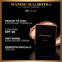 MyGlamm Manish Malhotra Beauty Skin Awakening Compact Powder - Warm Bronze - 9gm | For Medium To Dark Skin | Medium Coverage With SPF 30 | Matte Finish, Water-Resistant|All Skin Type
