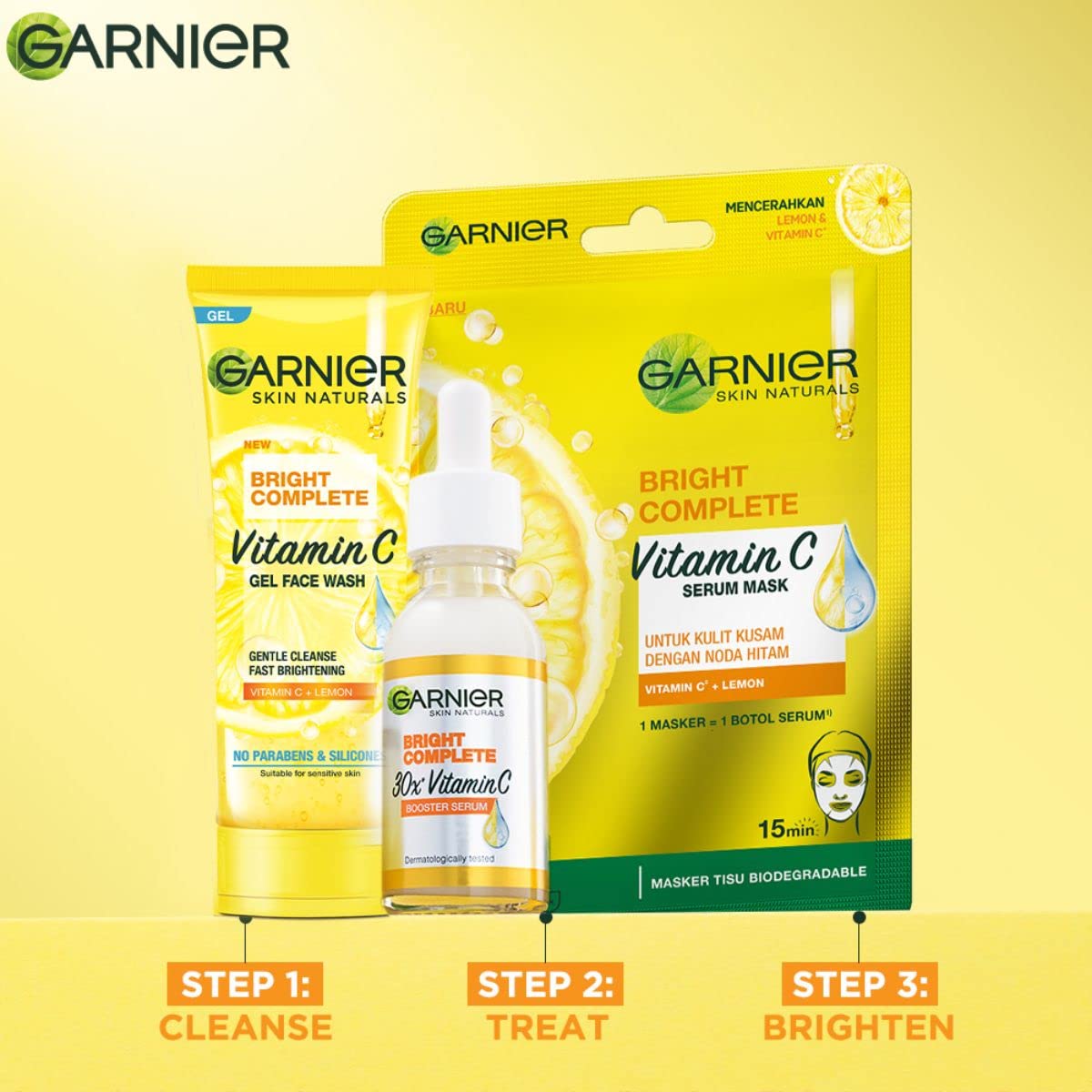 Garnier Skin Naturals, Face Mask, Hydrating, Brightening & Anti-Dark Spots, Bright Complete, 1 pc, 28g