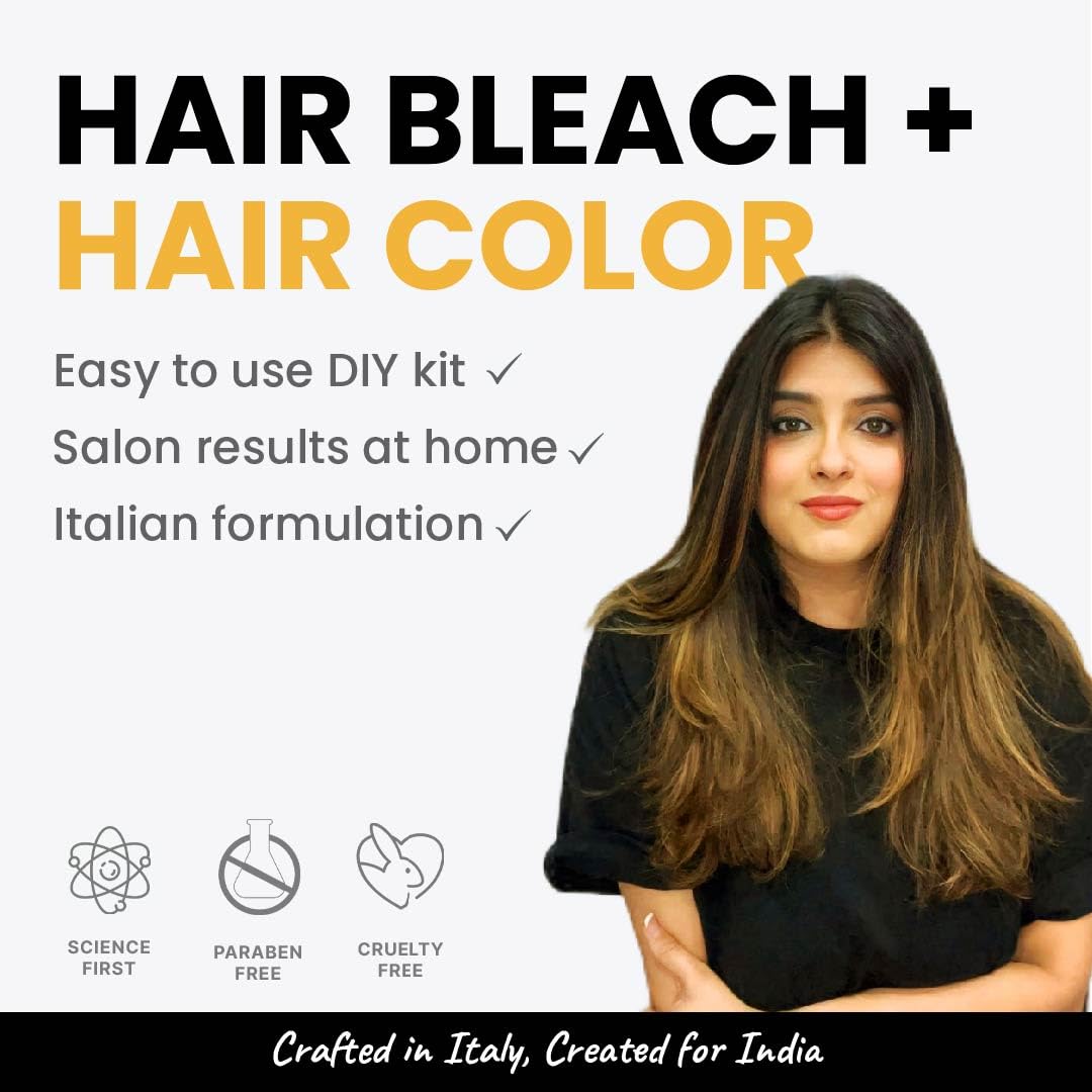 2.Oh! Italian- Golden Glaze Hair Color DIY Kit | Semi Permanent Hair Color + Hair Bleach for Hair Color | Hair Highlights for Women & Men | Hair Bleach with Plex & Argan oil| Lightening Kit
