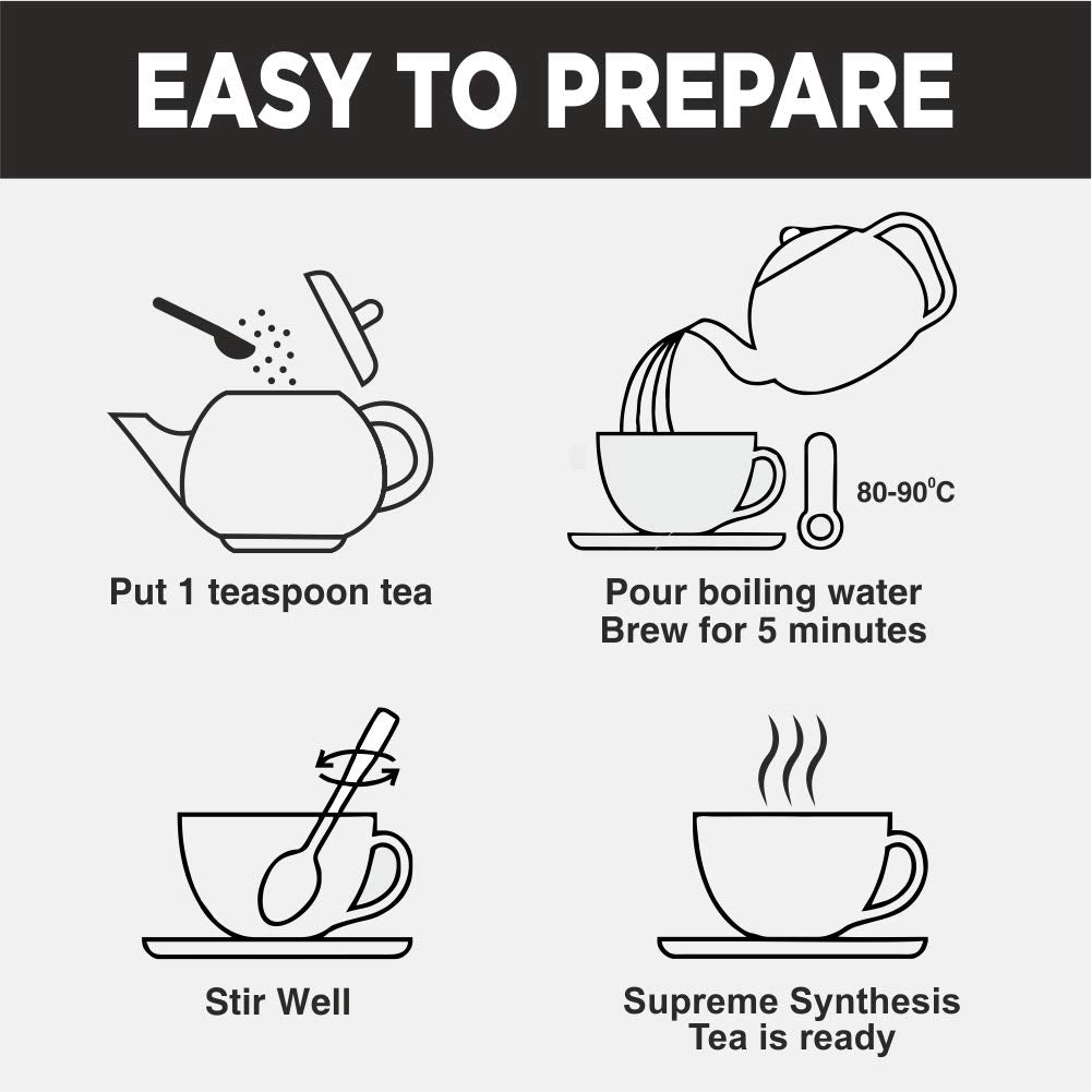 Golden Tips Supreme Synthesis, Soothing Herbal Green Tea Blend, Hibiscus, Chamomile, Mint & Stevia, Antioxidant-Rich Detox Tea, Supports Relaxation & Immunity, Hot or Iced (100 Gram, 50 Cups)