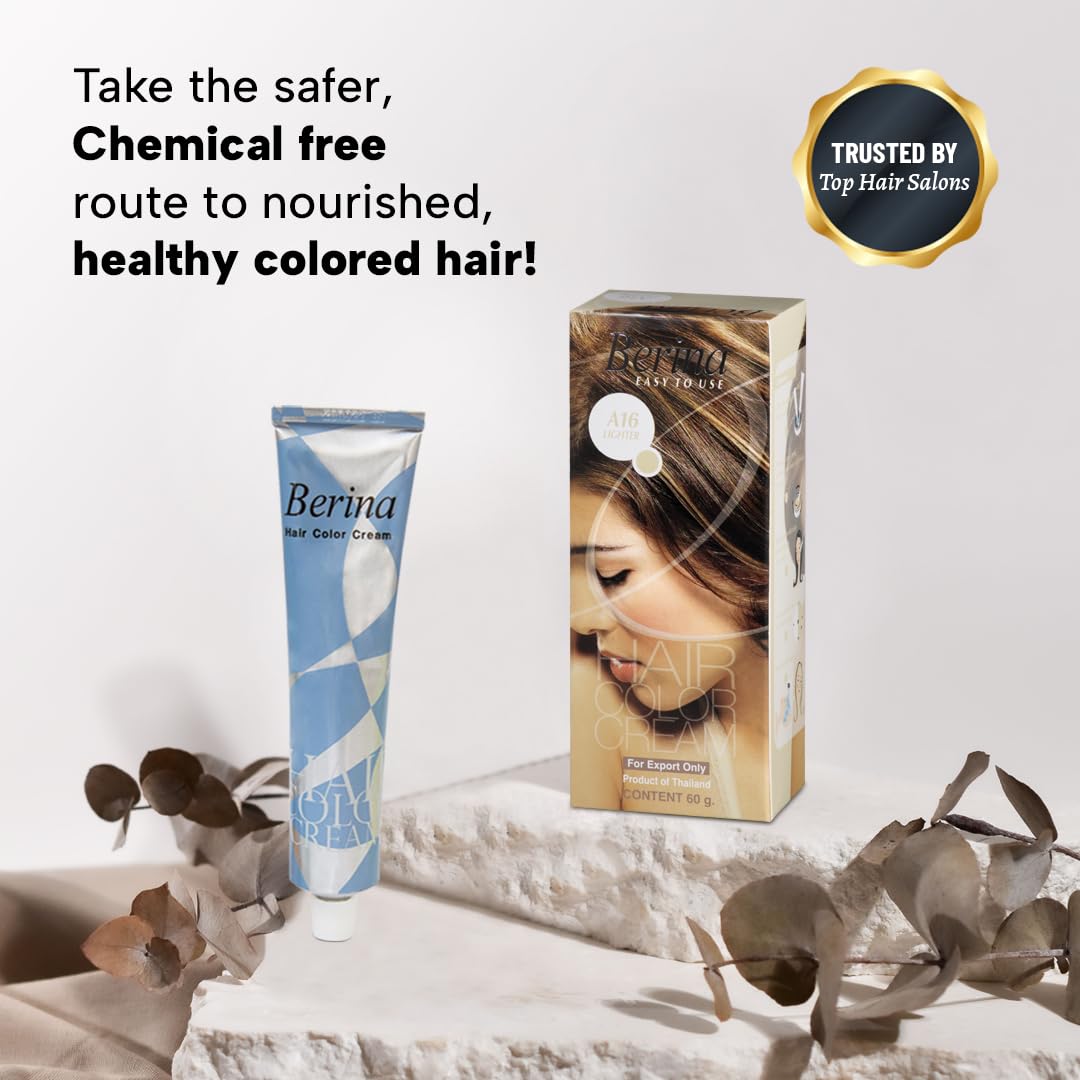 Berina Professional | Permanent Hair Color Cream | 60gm | A16 Lighter | Long Lasting Color