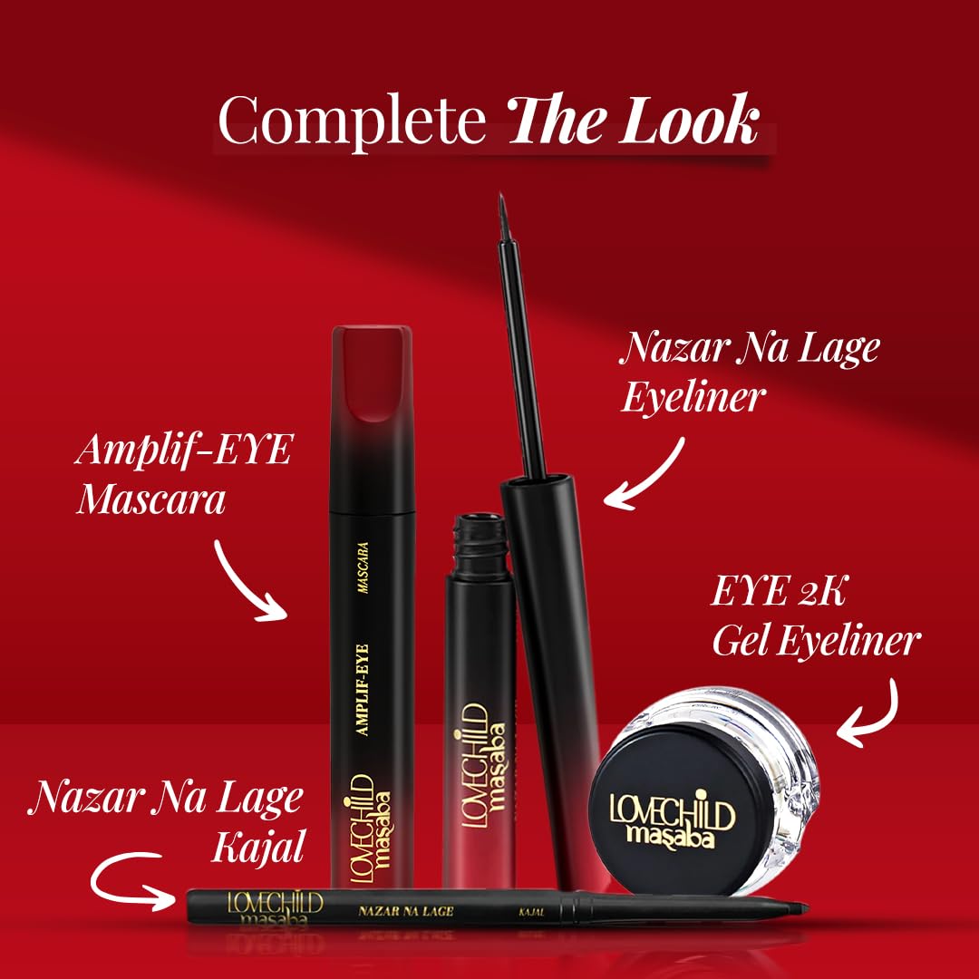 LoveChild Masaba Amplif-EYE Mascara, Black, Volumizing & Nourishing Eye Makeup with Castor Oil & Calendula, Matte Finish, Water-Resistant & Long-Lasting, Black Mascara for Bold Lashes, 4.5g