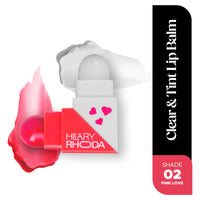 Hilary Rhoda Clear & Tint Lip Balm | Infused with Aloe Vera & Shea Butter | Hydrates & Nourishes Lips | 2 Sided Lip Balm | Glides on lips Smoothly - 2.27g*2 (Pink Love - Shade 02)