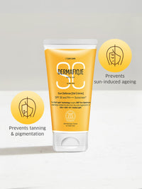 Dermafique Sun Defense Gel Crème, SPF 30, PA +++ Sunscreen 150g, for All Skin Types, 360 degree Sun Spectrum Protection, Prevents Tanning & Photoaging, Protects from UVA,UVB, IR & Visible Light, Dermatologist Tested on Indian Skin, for Men & Women