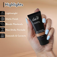 Iba Festa PRO Coverage Matte Foundation - 03 Natural, 30ml | Long Lasting | Lightweight | Oil Free & Matte Finish | 100% Natural Vegan & Cruelty-Free