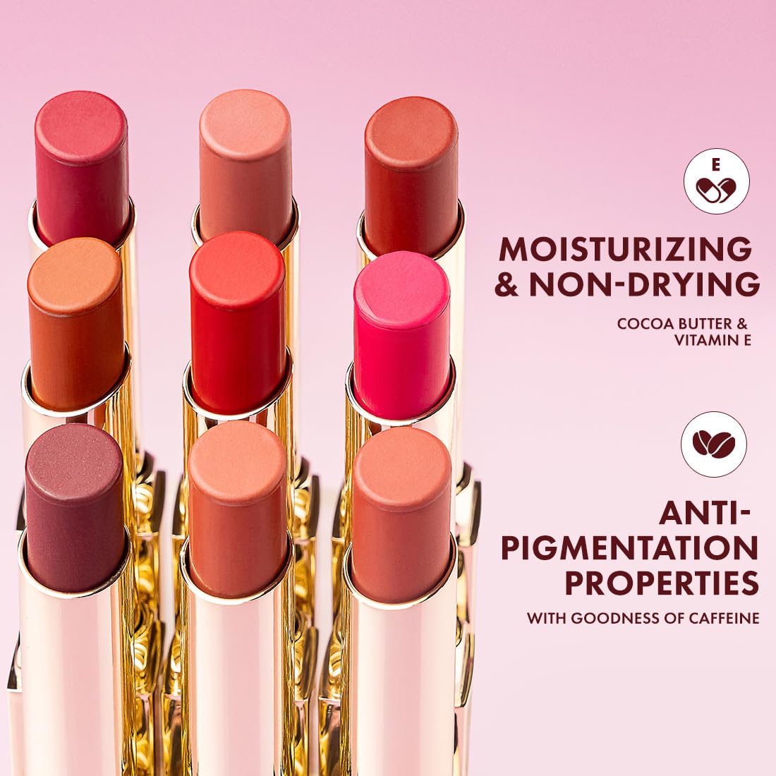 mCaffeine Shades Creamy Matte Kiss Bullet Lipstick | Moisturizing & Lightweight | Comfortable, Non-drying & Long Stay Lipstick | Infused with Cocoa Butter & Vitamin E | Lipstick | 3.5 g - Choco Melt