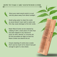 Imperiale Botanique Handmade Neem Wooden Double Teeth Hair Comb for Women & Men | Comb for Hair Growth Hairfall & Dandruff and Frizz Control | All Hair Types Pack of 1
