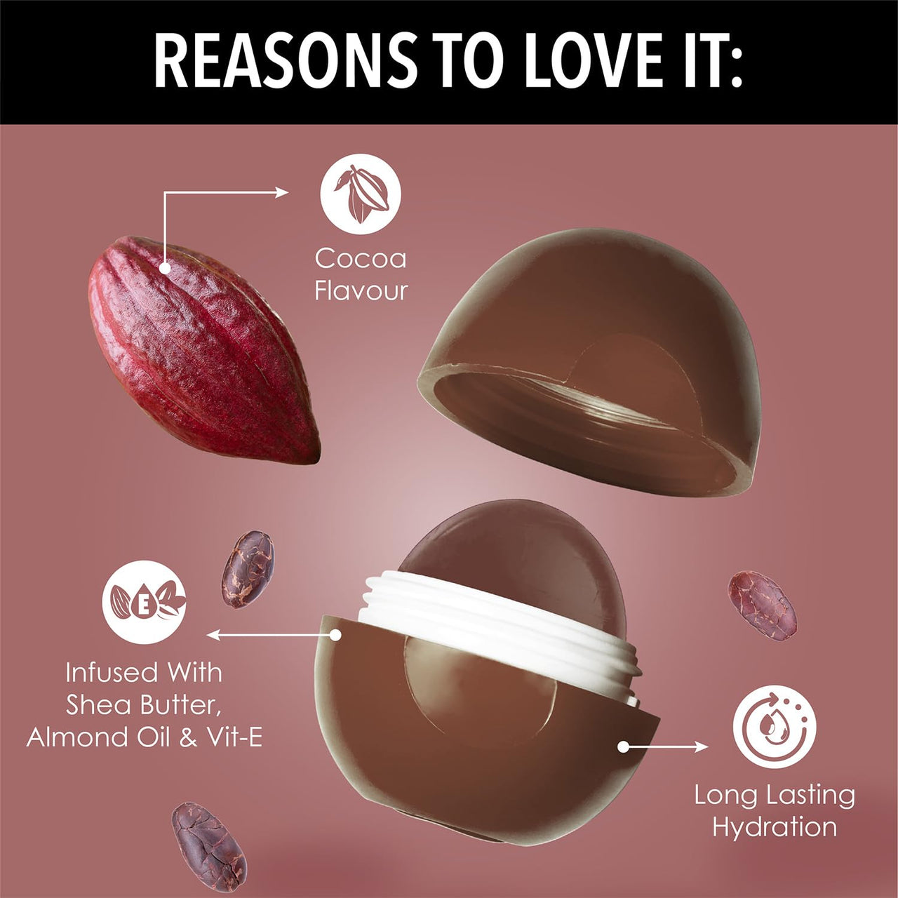 Blue Heaven Tinted Lip Balm Infused With Shea Butter, Almond Oil And Vitamin E - Cocoa, 8G, Brown