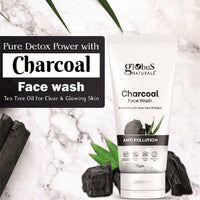 Globus Naturals Anti Pollution Charcoal Face Wash, Enriched with Tea Tree Oil, For Oily & Acne Prone Skin, 75 gm