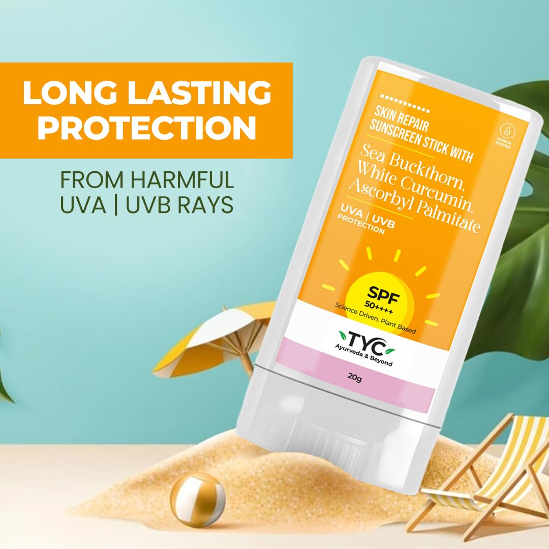 TYC - TRUST YOUR CHOICE Skin Repair Invisible Sunscreen Stick With Spf 50++++ For Oily, Dry, And Combination Skin For Men And Women Uv A/Uvb Protection, Non-Sticky Ayurvedic And Natural (20G)
