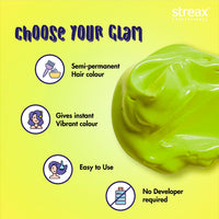 Streax Professional Hold & Play Funky Colour, Hair Color, 100g - Perky Green