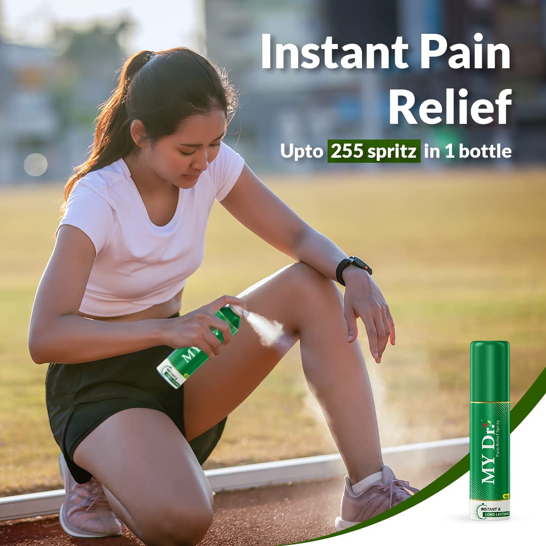 MY Dr. Pain Relief Spray | Instant Relief from Back, Knee, Neck, Shoulder, Muscle, Joint, Calf, Ankle, Elbow Pain, Sports Injuries, Cramps, Strains & Gym Aches | Doctor-Trusted Ayurvedic Formula | 85ml
