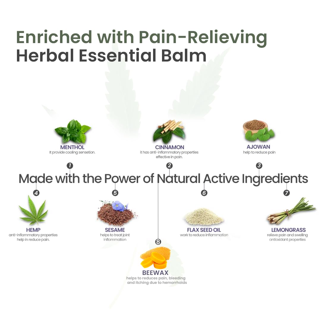 Cannarma Hemp Pain Relief Balm - 15 g | Ayurvedic Pain Relief Balm | Suitable for Arthritis Pain, Knee Pain, Back Pain, Neck Pain, Shoulder Pain, Headache, and Suitable for Sports & gym related injuries