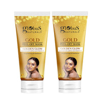 Globus Naturals Gold Peel Off Mask For Golden Glow, Enriched with Saffron & Vitamin-E, Brightening & Radiance, Suitable For All Skin Types, 75 g (Pack of 2)