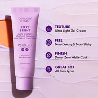 Conscious Chemist® Sunscreen SPF 50 PA++++ | 20g | For Oily Skin, Gel Sunscreen, Niacinamide Sunscreen with Black Berry Extract, Hybrid Lightweight, Water Resistant, All Skin Types - Berry Bright