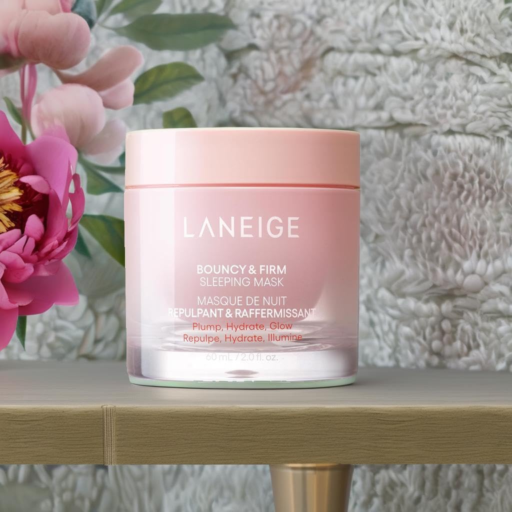 LANEIGE Bouncy&Firm Face Sleeping Mask with Collagen | Barrier Boosting Hydration with Peony & Collagen Complex | Gel Texture Collagen Cream | Night Cream for Glowing Skin| Korean Skincare |60ml
