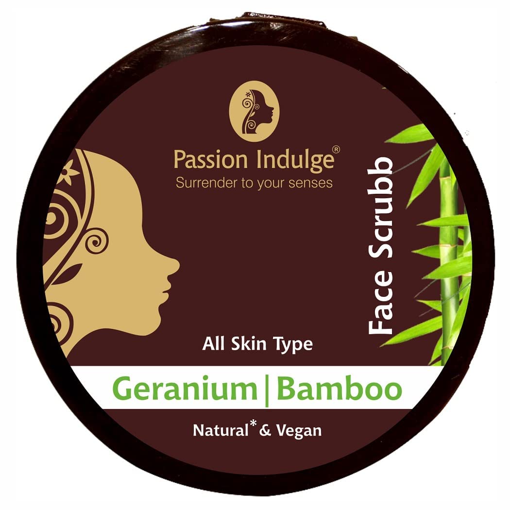 Passion Indulge Bamboo Face Scrub for Dirt, Blackheads and Acne Removal - 200gm | Remove Dead Skin Cells | Tan Removal | Glowing Skin | Deep Pore Cleansing | All Skin Types | Paraben & Sulphate Free | Vegan | Peta Certified