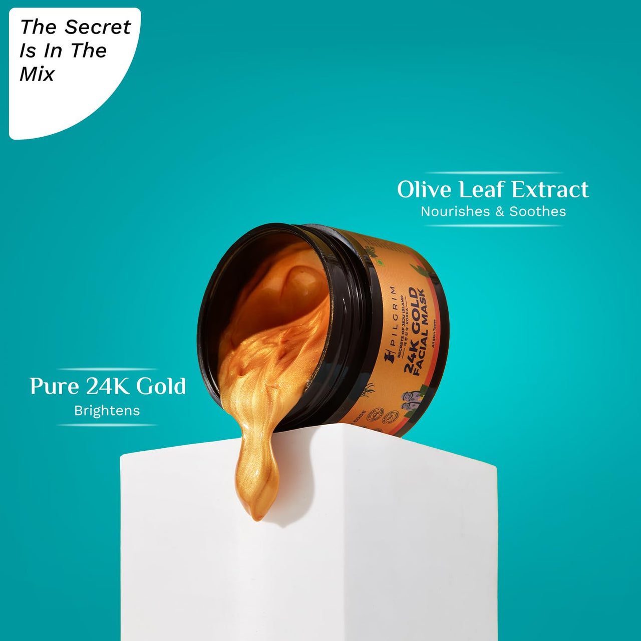 Pilgrim 24K Gold face mask for glowing skin | 24K Gold face pack for glowing skin, skin hydrating, boosts collagen and restoring skin radiance | For All Skin Types | For Men & Women | 50gm