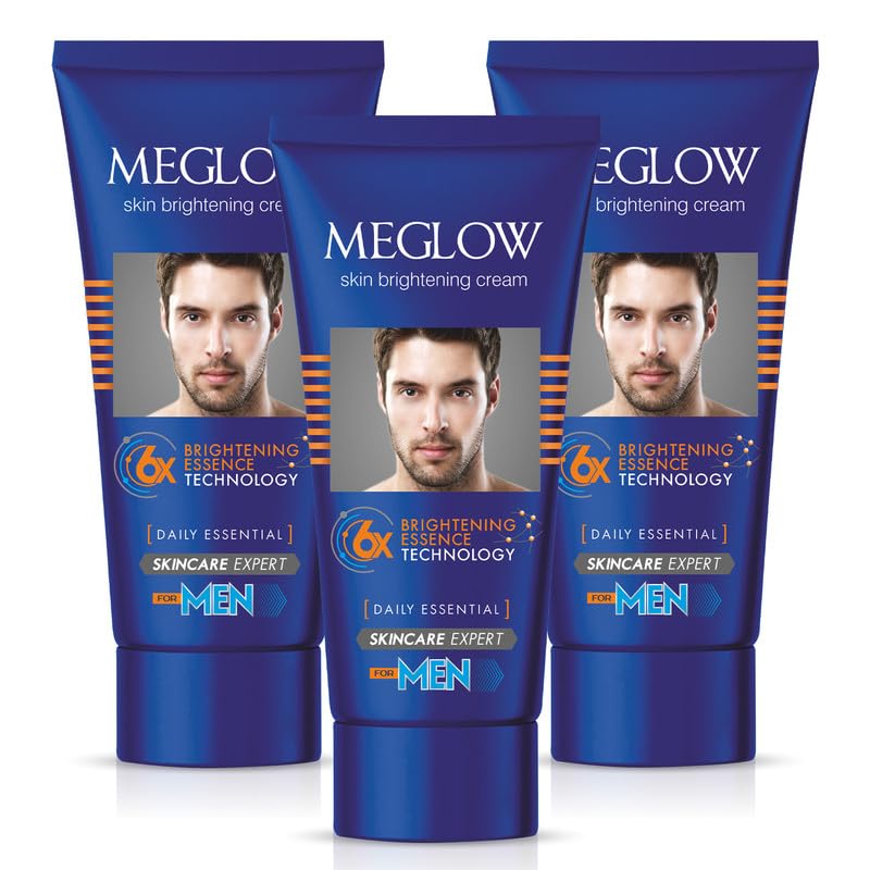Meglow Skin Brightening & Whitening Cream For Men with Vitamin E | Reduces Dark Spots, Prevents Pigmentation, & Evens Tone | Pack of 3 (15g each)