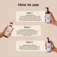 Fix My Curls Wash Day Trio | Cleansing & Moisturizing Shampoo, Hydrating Deep Conditioner | Silicone & Sulphate Free | For Curly, Wavy Hair| 250ml each