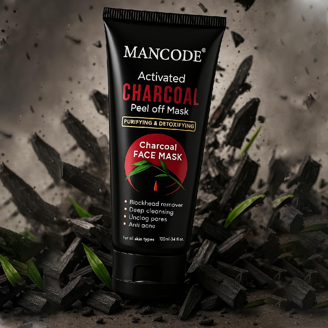 Mancode Activated Charcoal Peel Off Mask For Men, Charcoal Peel Off Mask For Women, Face Mask For Men, Charcoal Face Mask, Active Cooling Effect, Deep Skin Purifying Cleansing (100 ml)