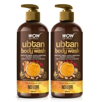 WOW Skin Science Ubtan Body Wash | Tan Removal And Glowing Skin | With Chickpea Flour, Almond, Safron & Turmeric Extract | 500 Ml | Pack of 2