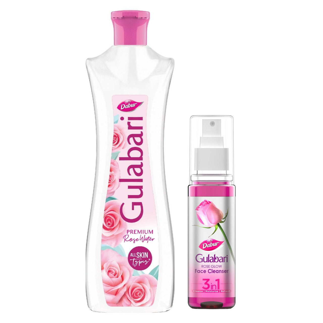 Dabur Gulabari Premium Rose Water – Natural, 400 ml & Dabur Gulabari Rose Glow Face Cleanser, 100 Ml