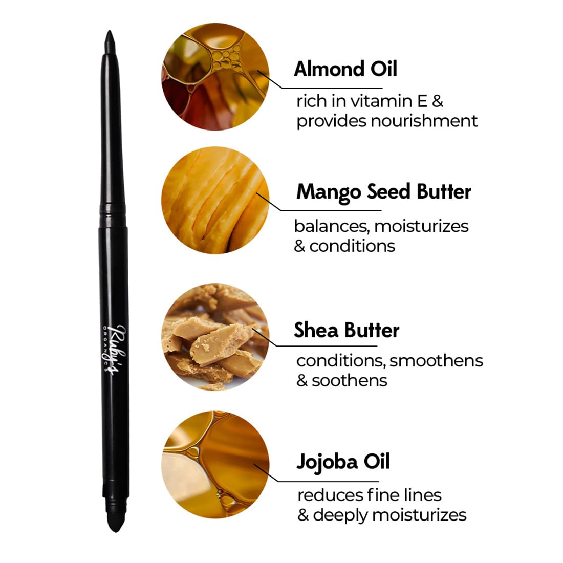 RUBY's ORGANICS Kohl Eyeliner- Brown, 3 In 1 Brow Filler, Kajal with In-Built Smudger, Extra Smooth & Blendable, Long-Wearing Matte Finish, Organic Eye Makeup, Cruelty-Free & Vegan, 0.35 Gm,Pencil