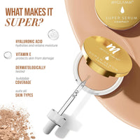 MyGlamm Super Serum Compact - 102W Beige, 9g | Infused With Hyaluronic Acid & Vitamin E | Matte Finish Compact Powder | All Skin Types