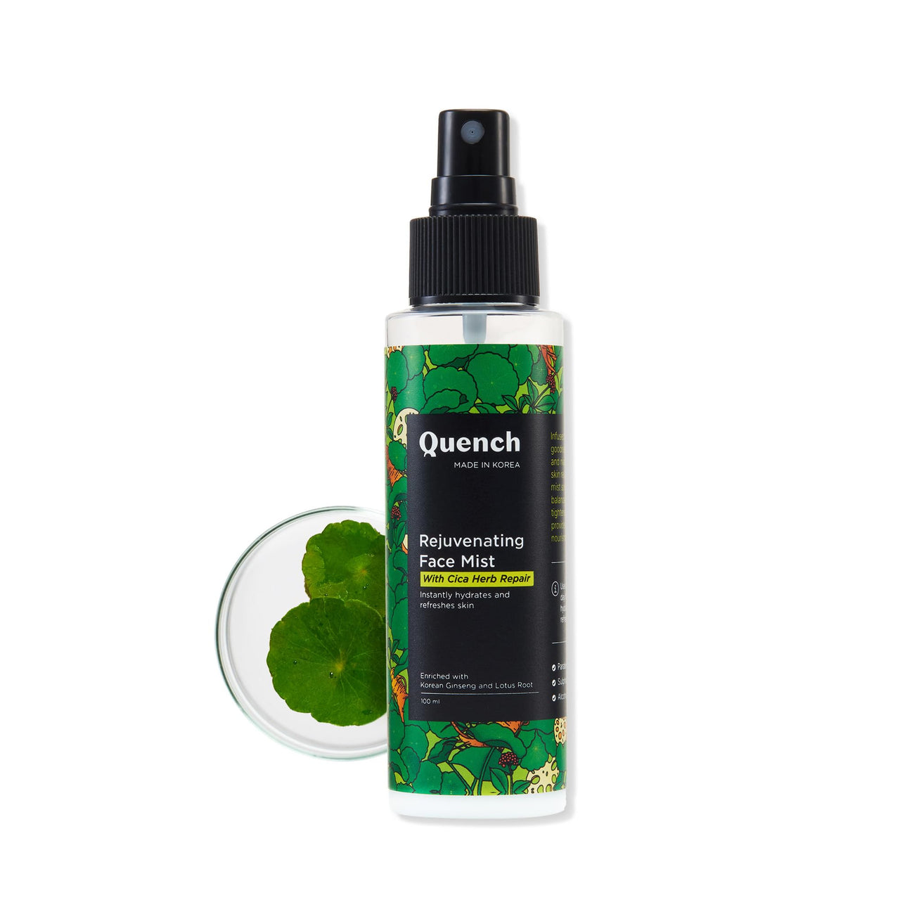 Quench Cica & 2% Niacinamide Face Mist Toner for Oil & Acne Control | Hydrates, Calms and Refreshes Skin | Gentle & Non-Irritating | Lightweight, Alcohol-Free and Non-Comedogenic | Made in Korea (100ml)