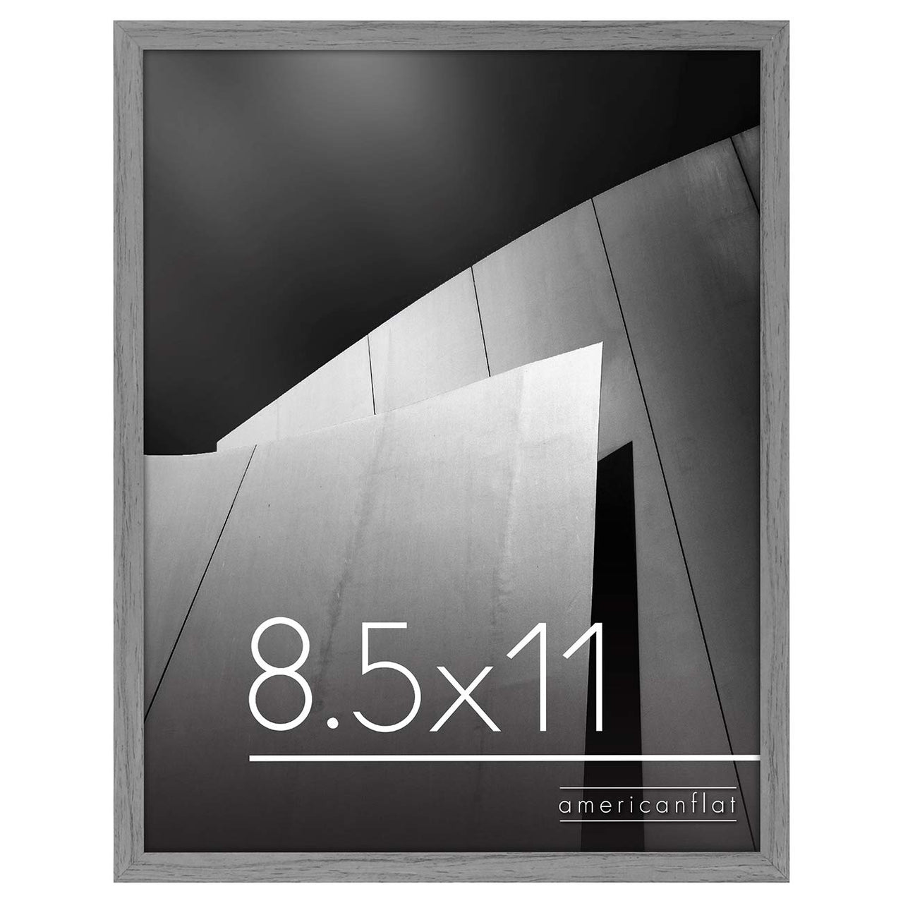 Americanflat 8.5x11 Picture Frame in Grey - Thin Border Photo Frame with Shatter-Resistant Glass, Hanging Hardware, and Built-in Easel for Horizontal or Vertical Display Formats for Wall or Tabletop