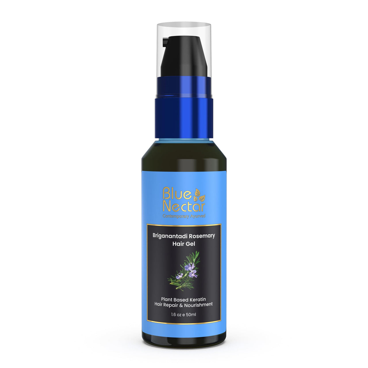 Blue Nectar Rosemary Hair Gel for Curly & Frizzy Hair | Plant Based Keratin Hair Moisturizer for Women & Men | Suitable for All Hair Types (12 Herbs, 50ml)
