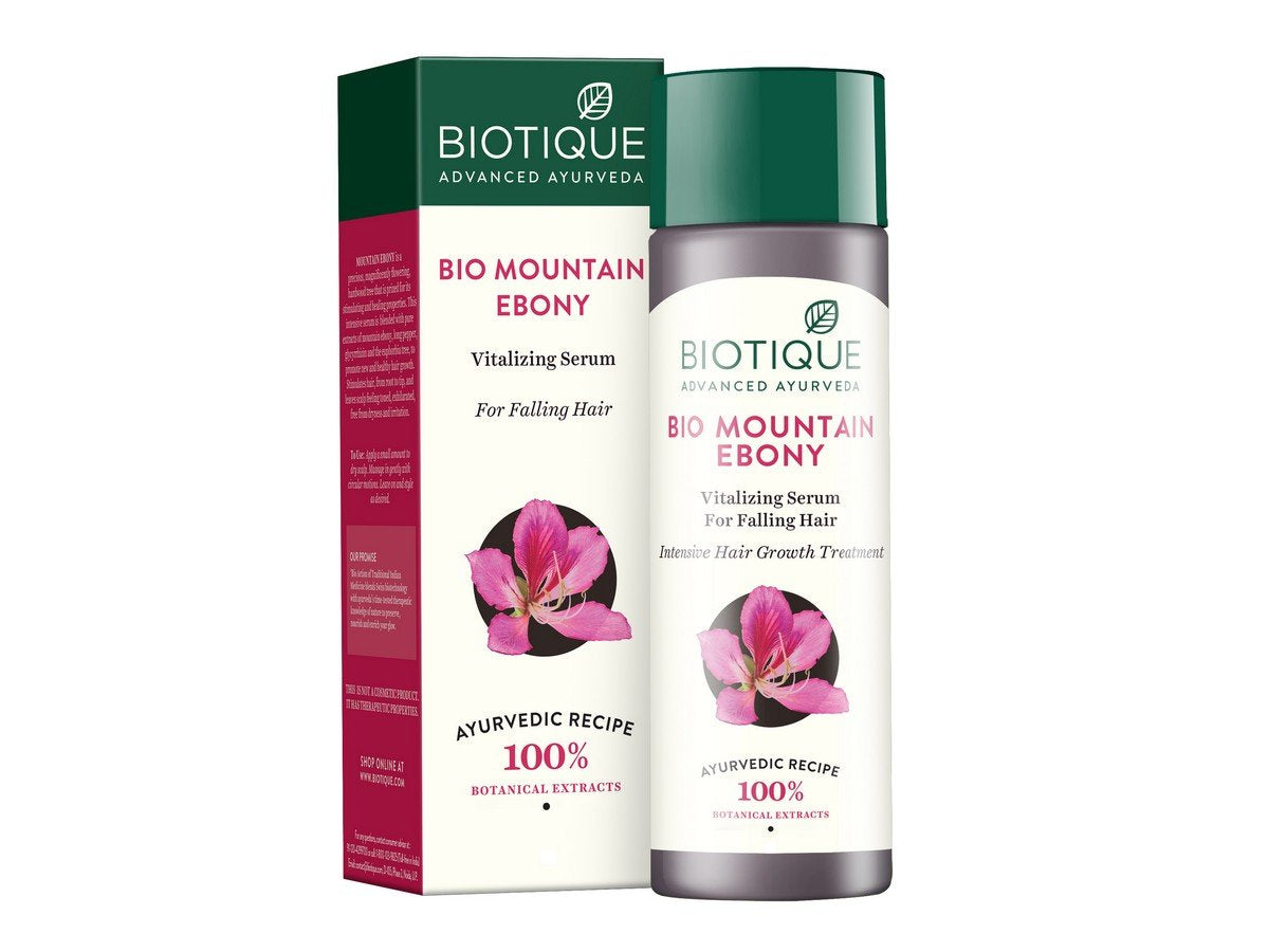 Biotique Bio Mountain Ebony Vitalizing Serum For Falling Hair Intensive Hair Growth Treatment, 120ML And Biotique Bio Kelp Fresh Growth Protein Shampoo, 190ml