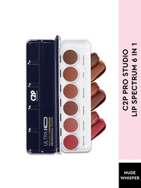 C2P Pro 6-Shade Lipstick Palette for Women (21g) – Nude Creamy Matte Lip Colors | Blusher & Contour | Waterproof, Lightweight, Long-Lasting & Hydrating Lipstick Kit (Nude Whisper)