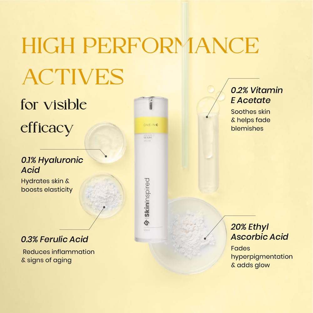 SkinInspired 20% EAA Vitamin C Serum (30ml) | For Skin Brightening, Radiance Glow, Anti Ageing, Skin Glow, Boosts Collagen | For All Skin Types | Good For Summers | For Women & Men